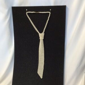 Pearl Neck tie necklace Vintage retro classic Faux Beaded Necktie true vintage